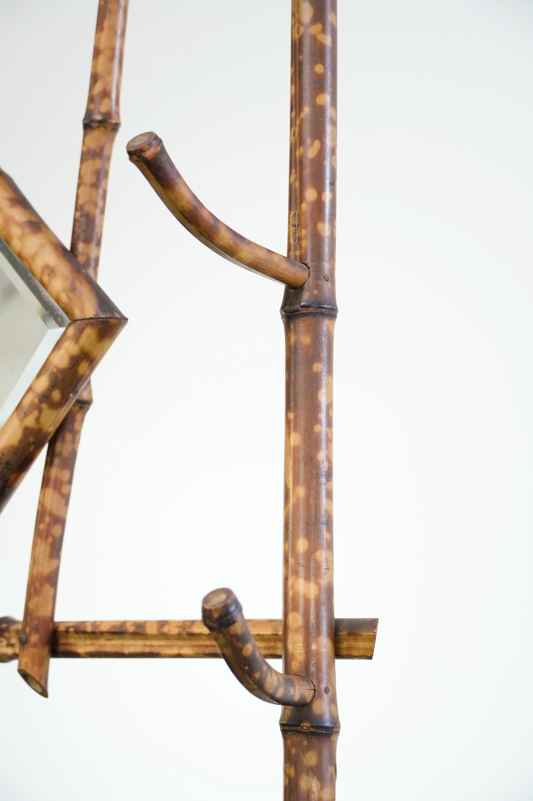 Charming Antique French Faux Bamboo Standing Coat Rack/Hallway Furniture With A Mirror And Umbrella Rack photo vintage