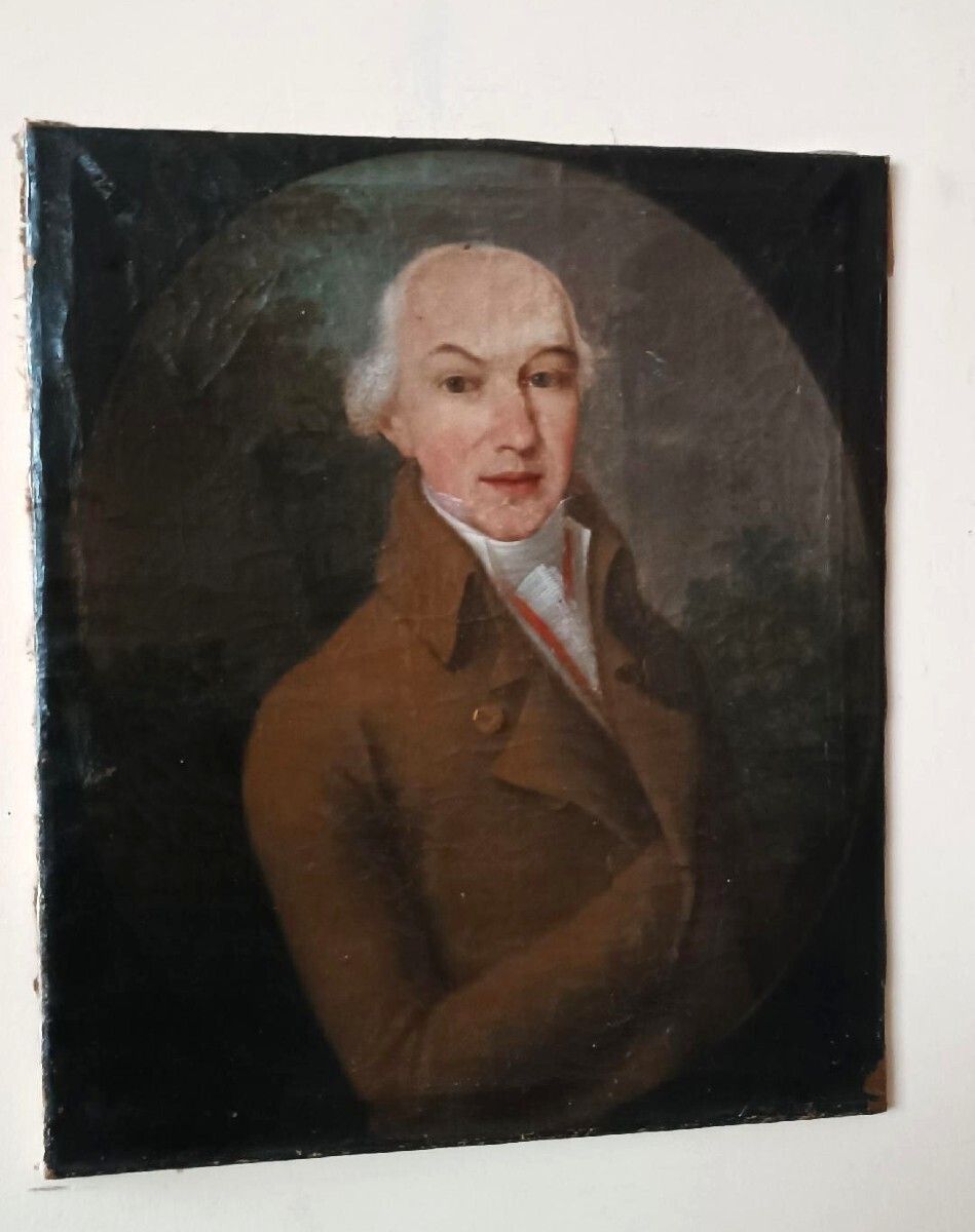 Antique Gentile Man Portrait Painting Late 18th Century photo for sale