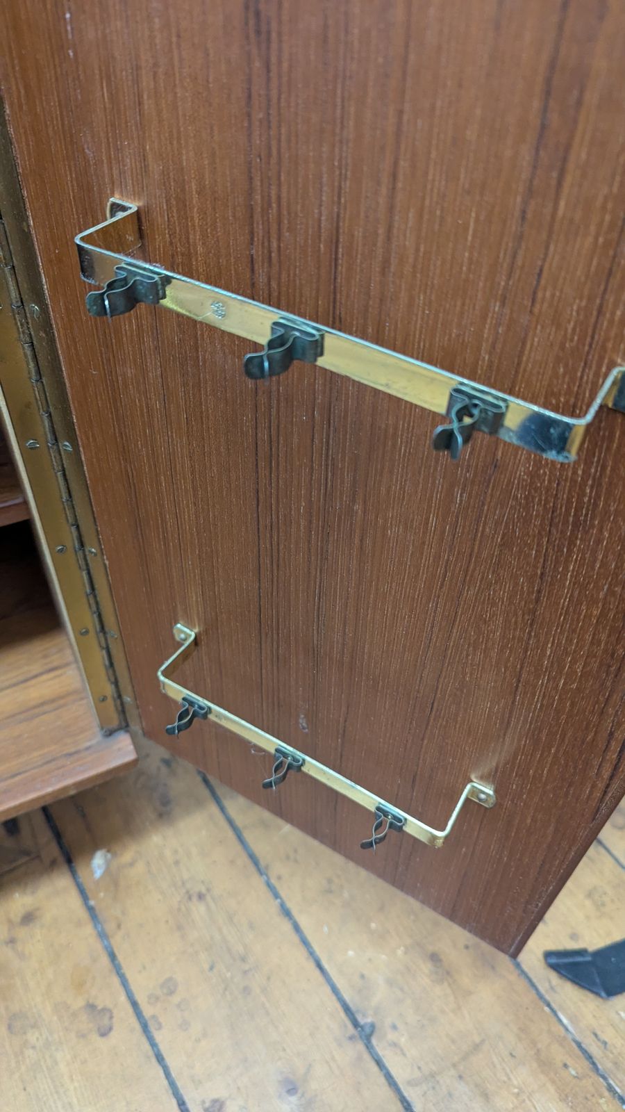 Vintage Mcm Teak Bar Cart / Drinks Cabinet, Gold Wheels photo Furniture