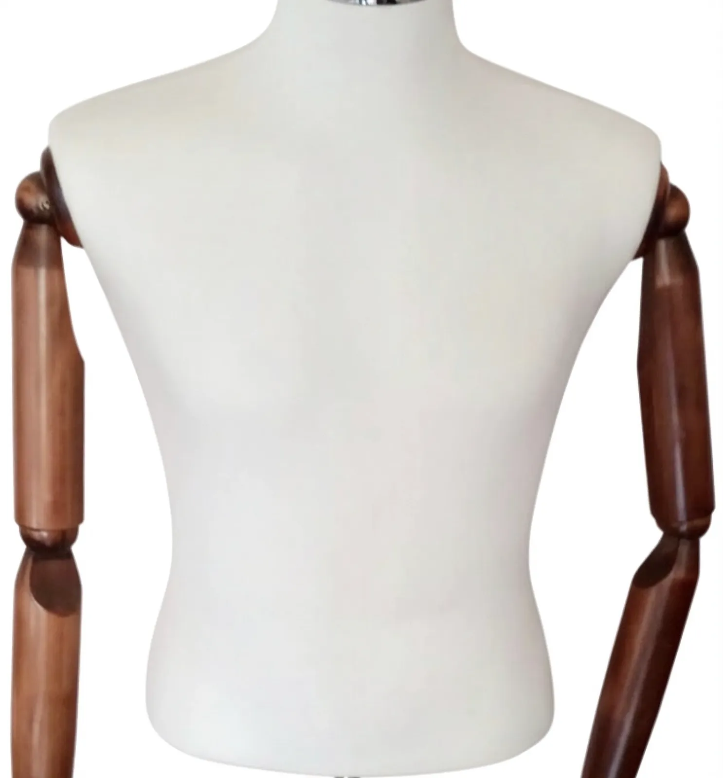 photo furniture Vintage High End Male Mannequin Torso With Articulated Mahogany Arms.