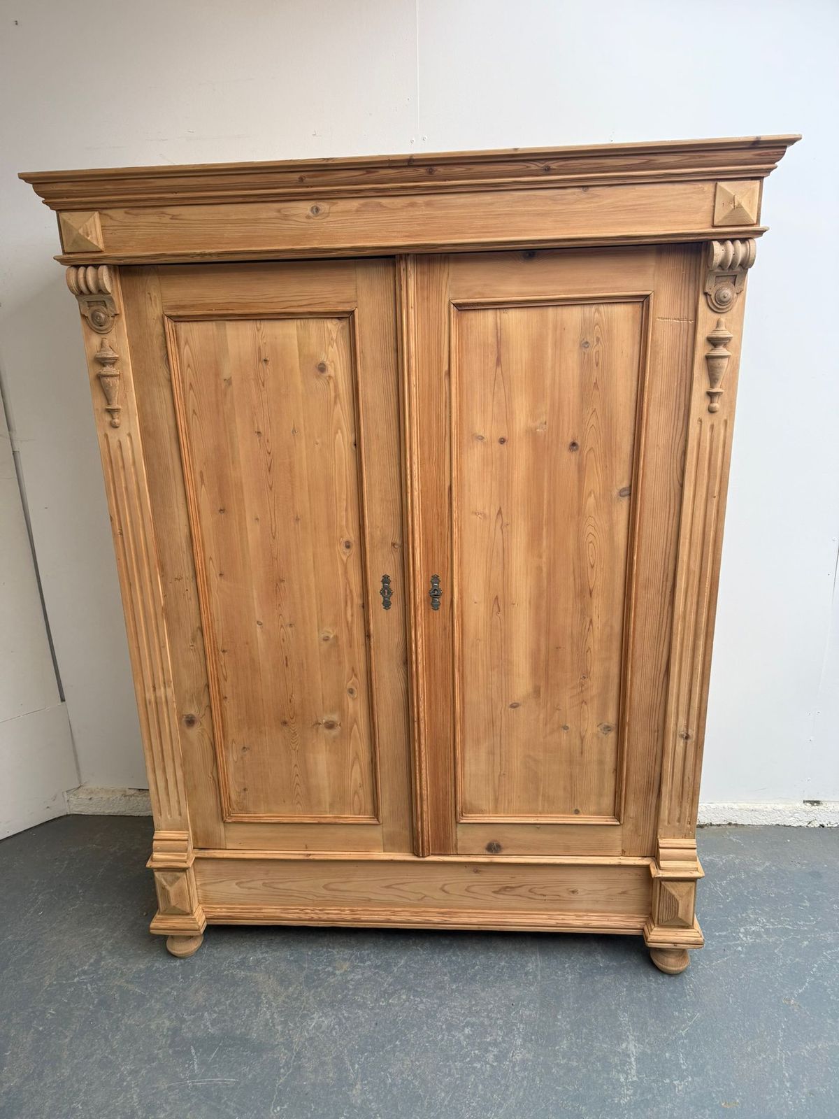 photo for sale A Fabulous Victorian Pine Combination Knockdown Wardrobe To Wax/Paint