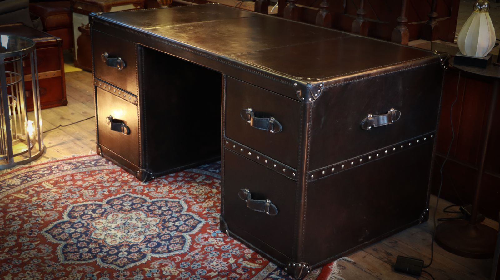 photo furniture Stunning Timothy Oulton Halo Stoneyhurst Mayfair Leather Desk Destroyed Black
