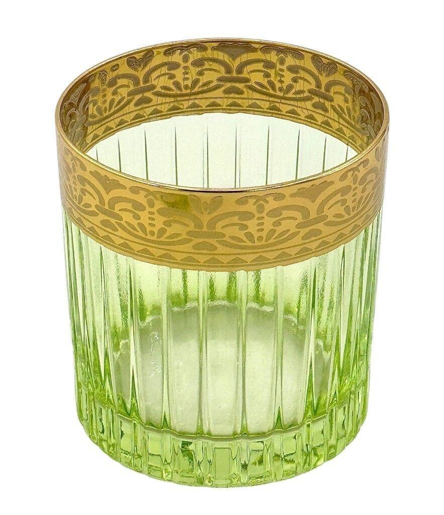 photo vinterior A Set Of Six Italian Artemisia Green Crystal Tumblers With 24 Ct Gold Decoration