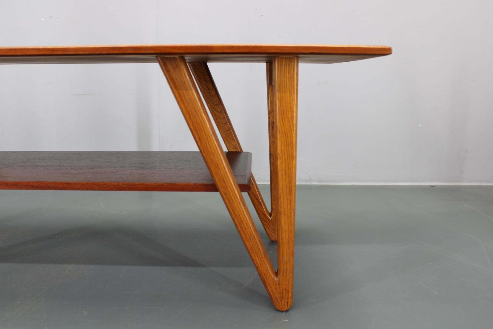 1960s Danish Coffee Table In Teak And Oak, Restored Scandinavian Modern Design photo vinterior
