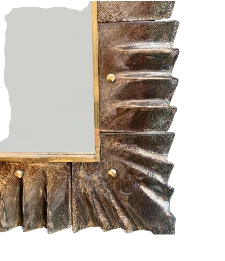 photo furniture A Stunning Italian Bronze Murano Glass Frammed Mirror With Brass Inner Frame