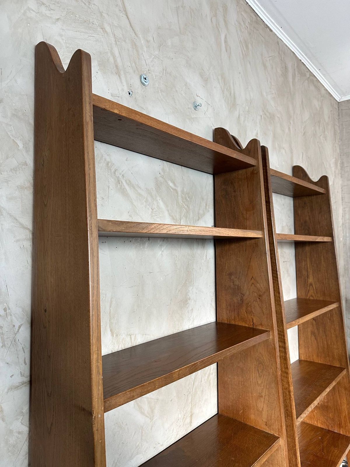 Pair Of Oak Shelves, 1950s, Modernist photo vintage