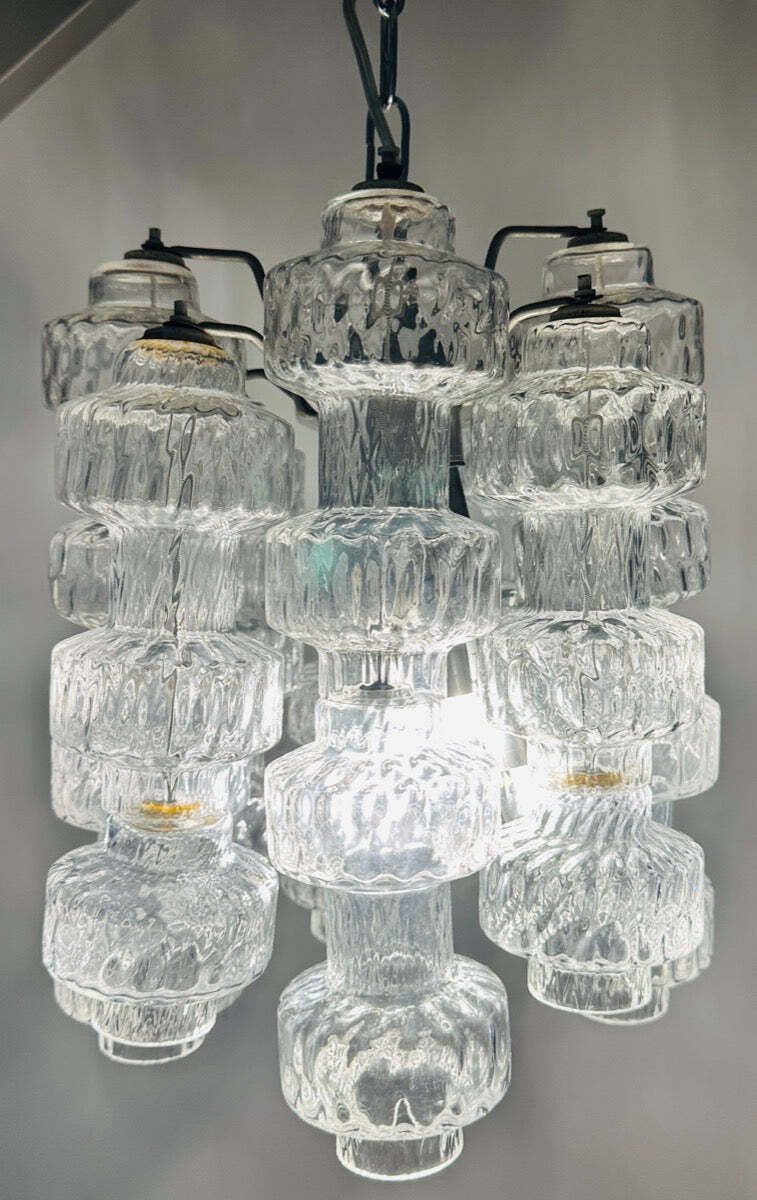 1960s Italian Murano Dumbbell Murano Clustered Glass Chandelier By Venini photo buy