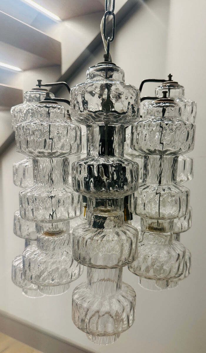 photo vinterior 1960s Italian Murano Dumbbell Murano Clustered Glass Chandelier By Venini
