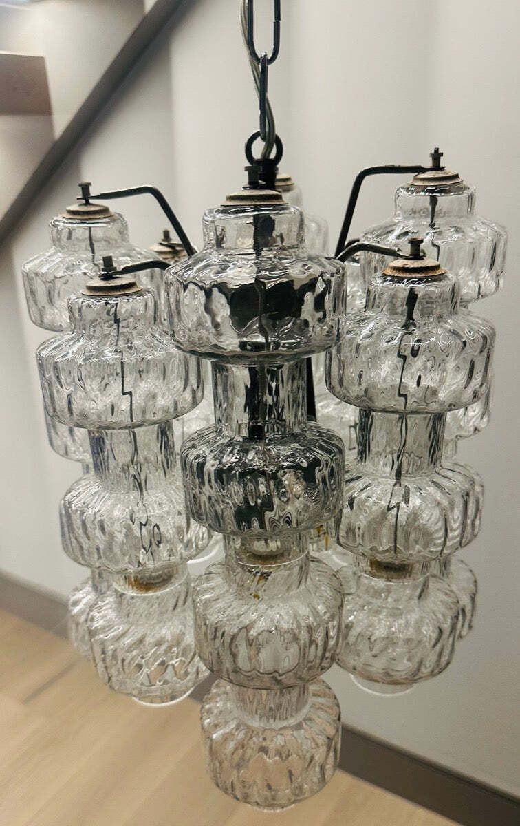 photo buy 1960s Italian Murano Dumbbell Murano Clustered Glass Chandelier By Venini