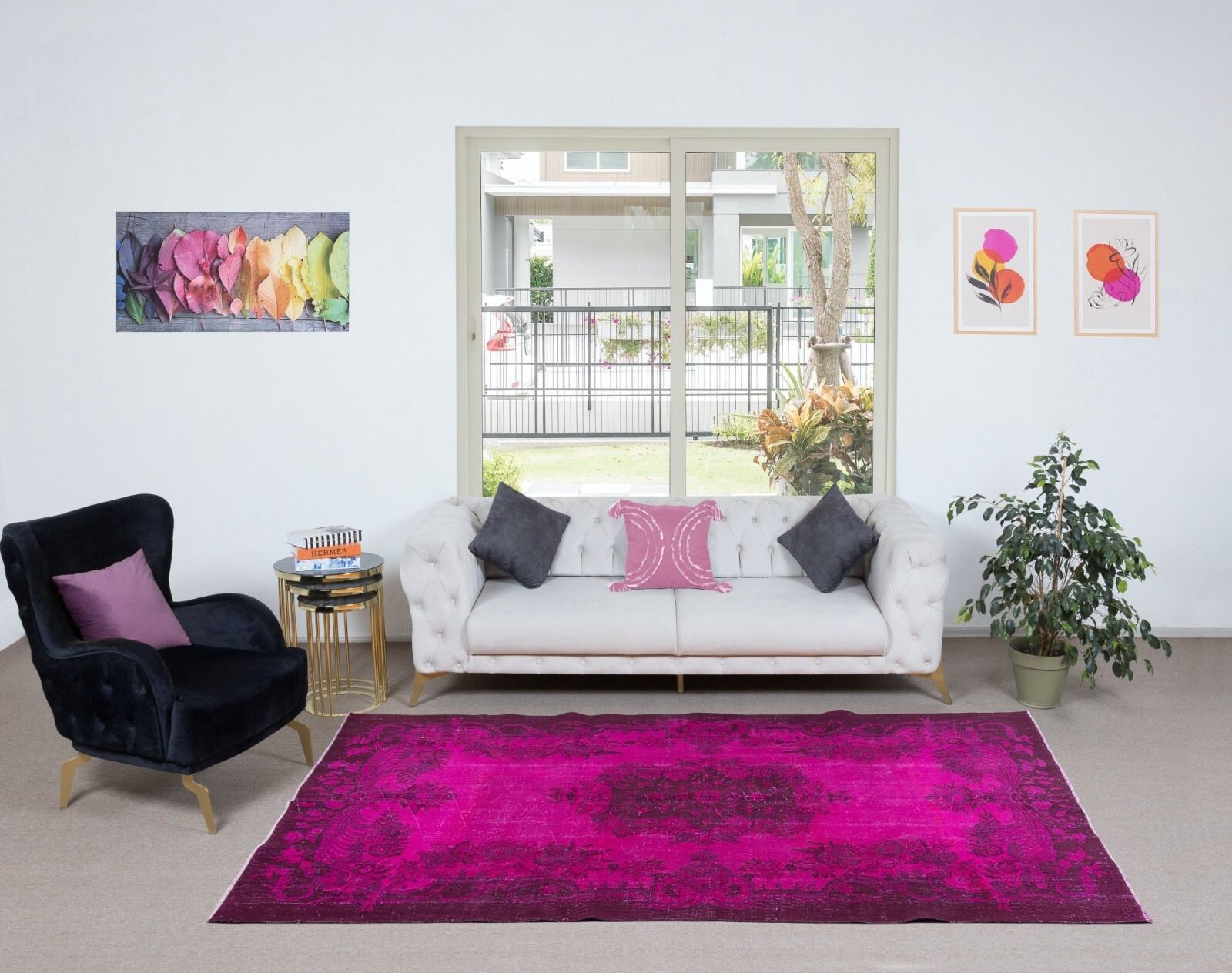 5.7x9.2 Ft Aubusson Inspired Pink Rug For Modern Interiors, Handmade In Turkey photo furniture