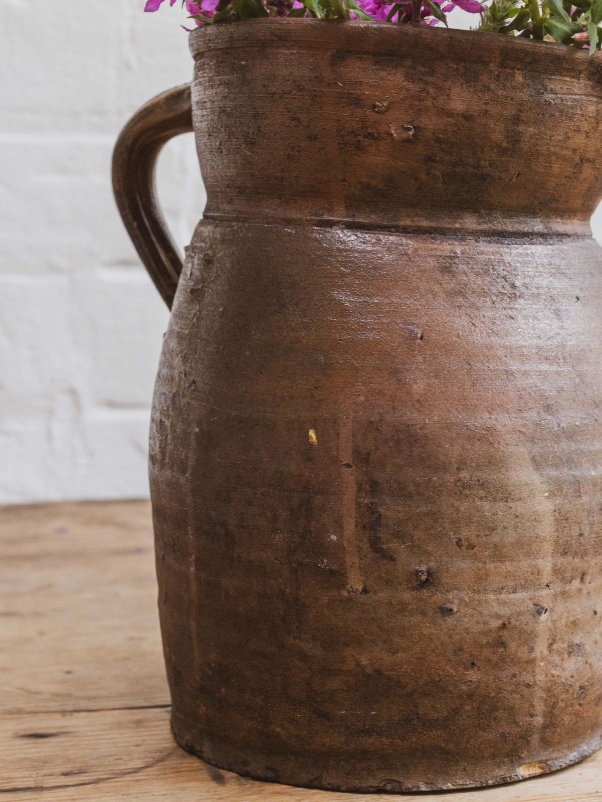 Large Antique French Stoneware Jug Pitcher photo for sale