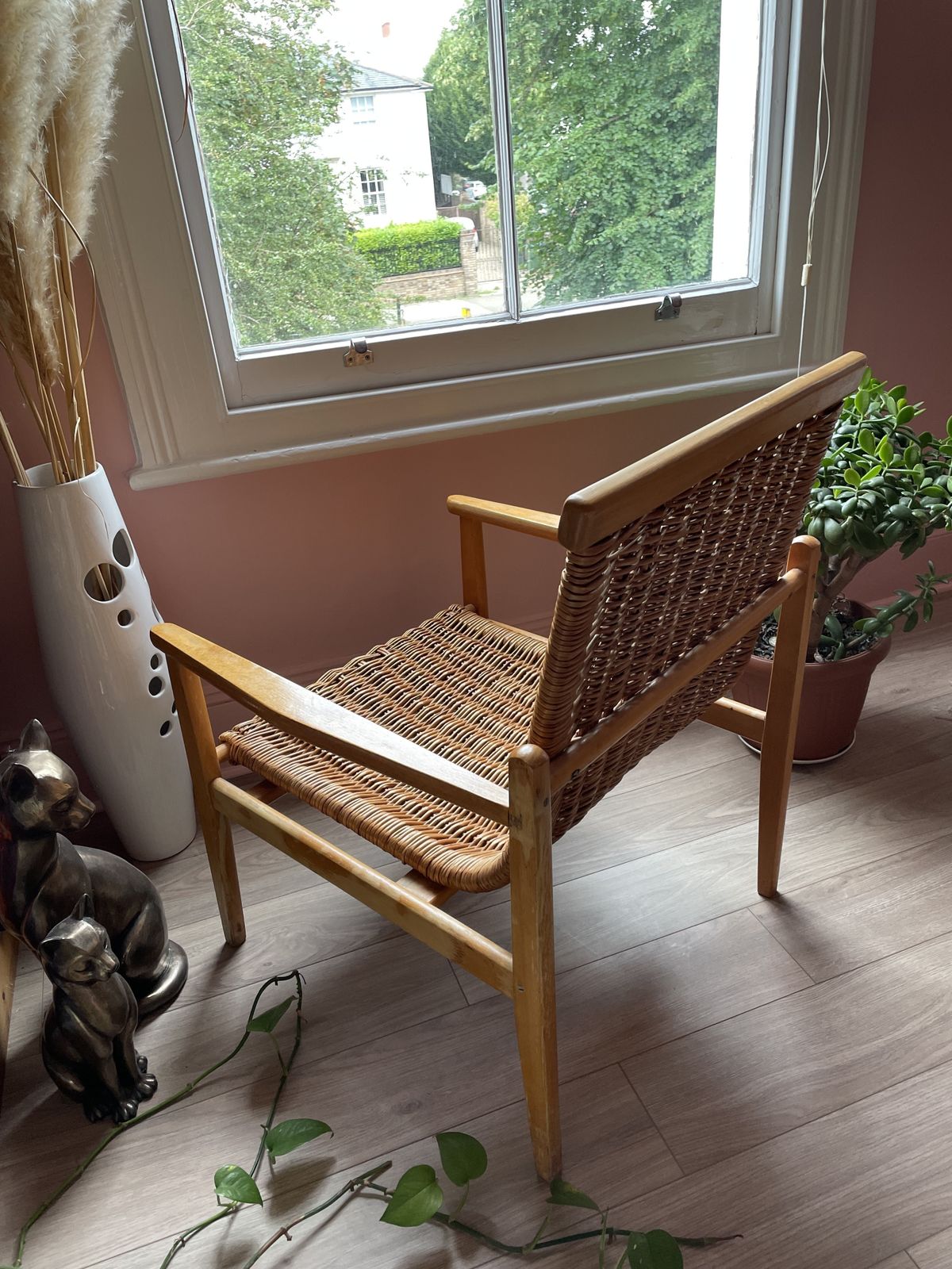 1960’s Wicker And Beech Wood Armchair By Jan Kalous For Uluv, Czechoslovakia photo Furniture