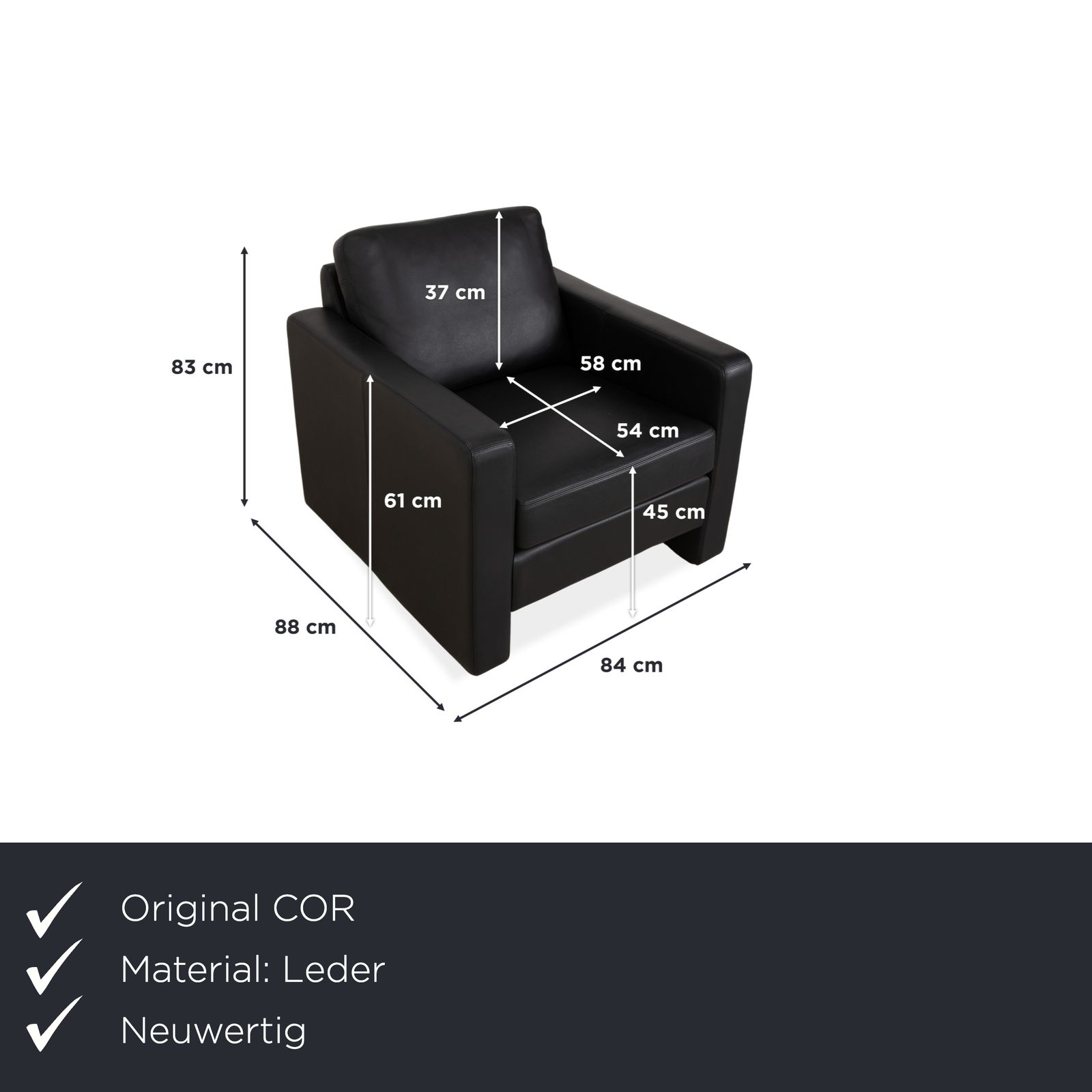 Cor Conseta Leather Armchair Black photo furniture