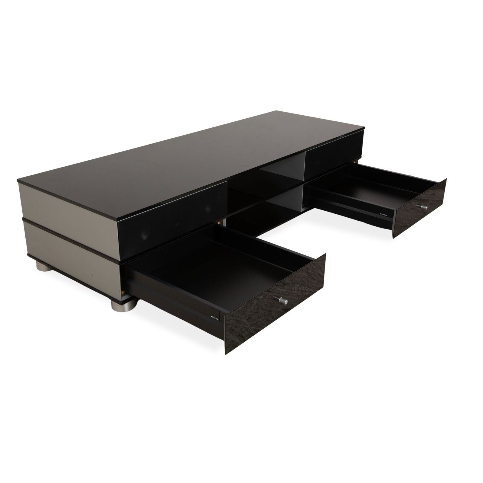Buffet Spectral en verre noir avec système de sonorisation intégré photo for sale