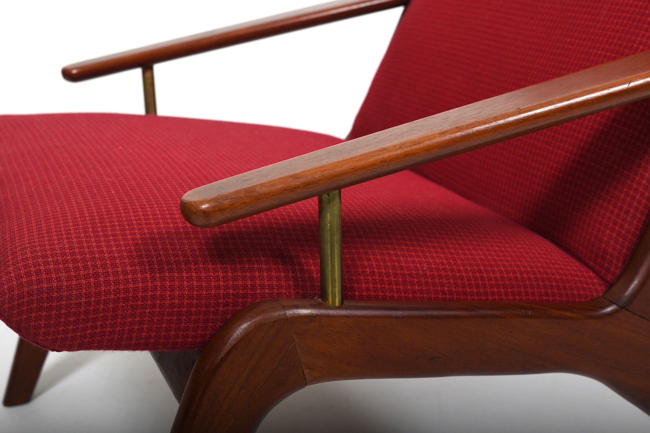 Mid Century Danish Teak And Brass Easychair 1960s photo vinterior