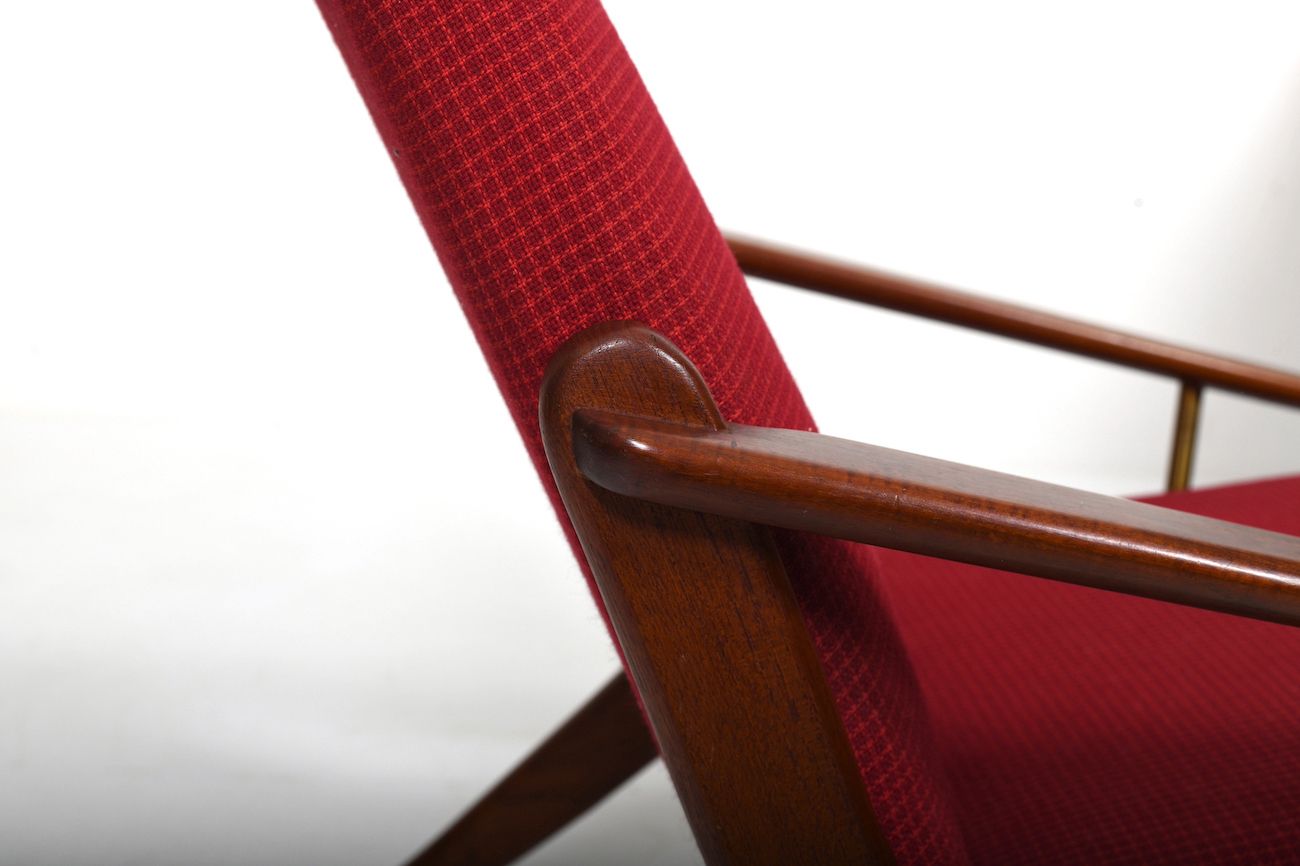 Mid Century Danish Teak And Brass Easychair 1960s photo vintage