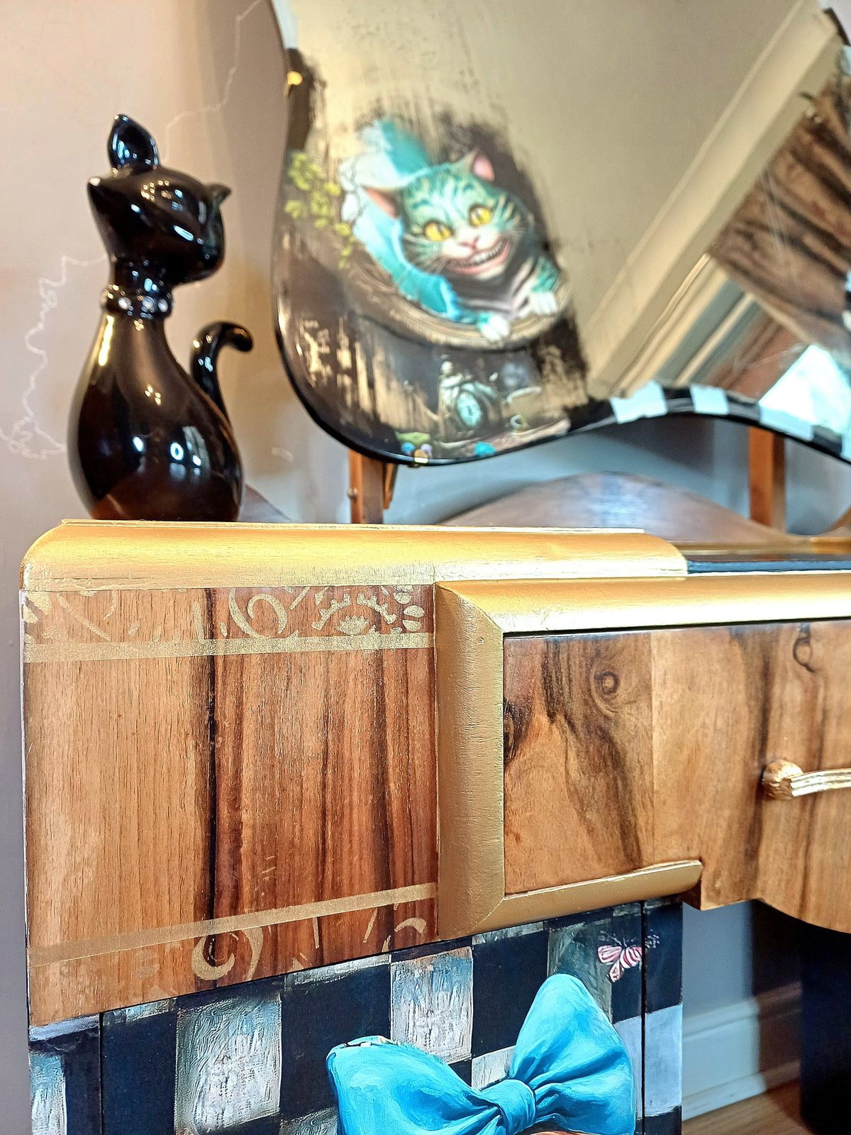 photo furniture Upcycled Decoupaged Wonderland Dressing Table With