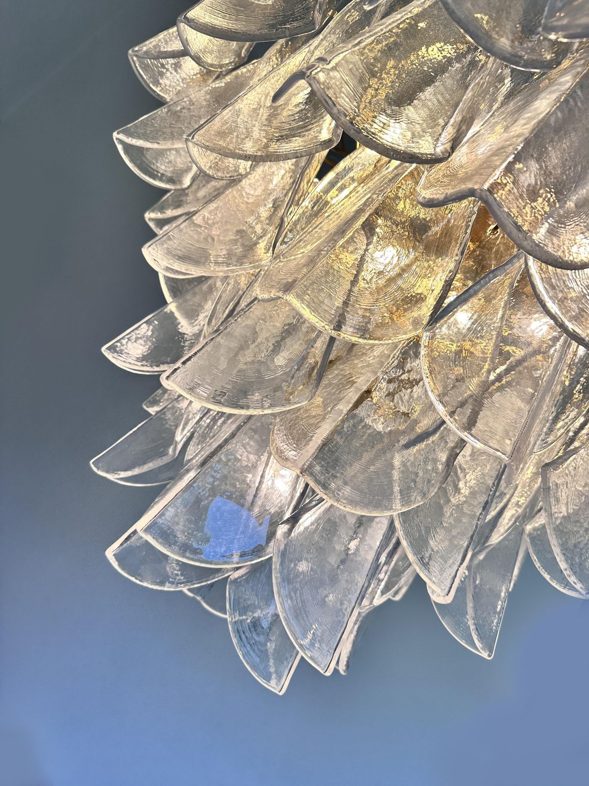 Venetian Transparent “Rondini” Murano Glass Gold Chandelier photo 7376.0