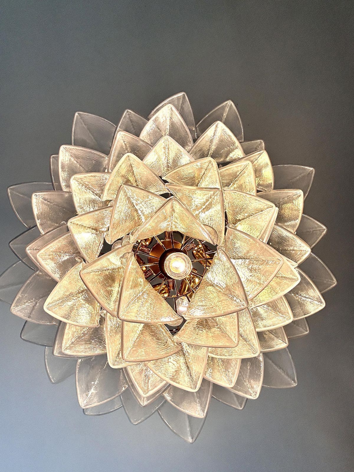 Venetian Transparent “Rondini” Murano Glass Gold Chandelier photo buy