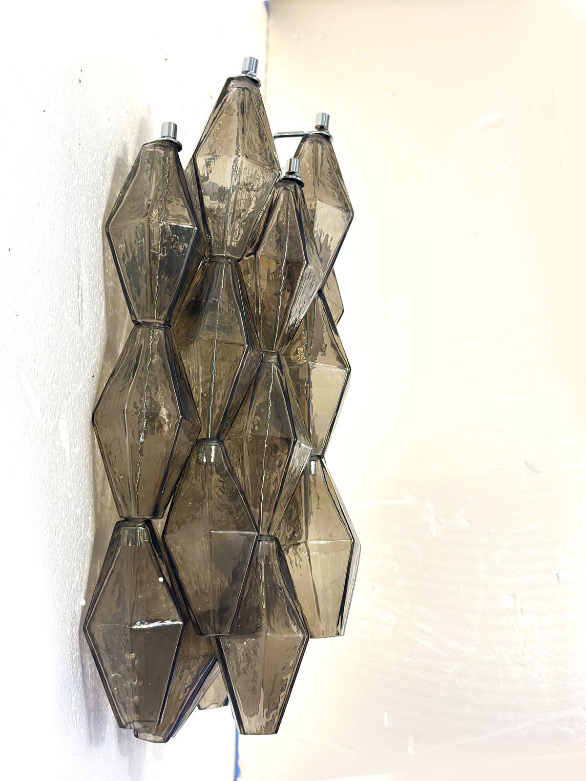Set Of Two “Poliedri” Murano Glass Wall Sconce In Venini Style photo furniture