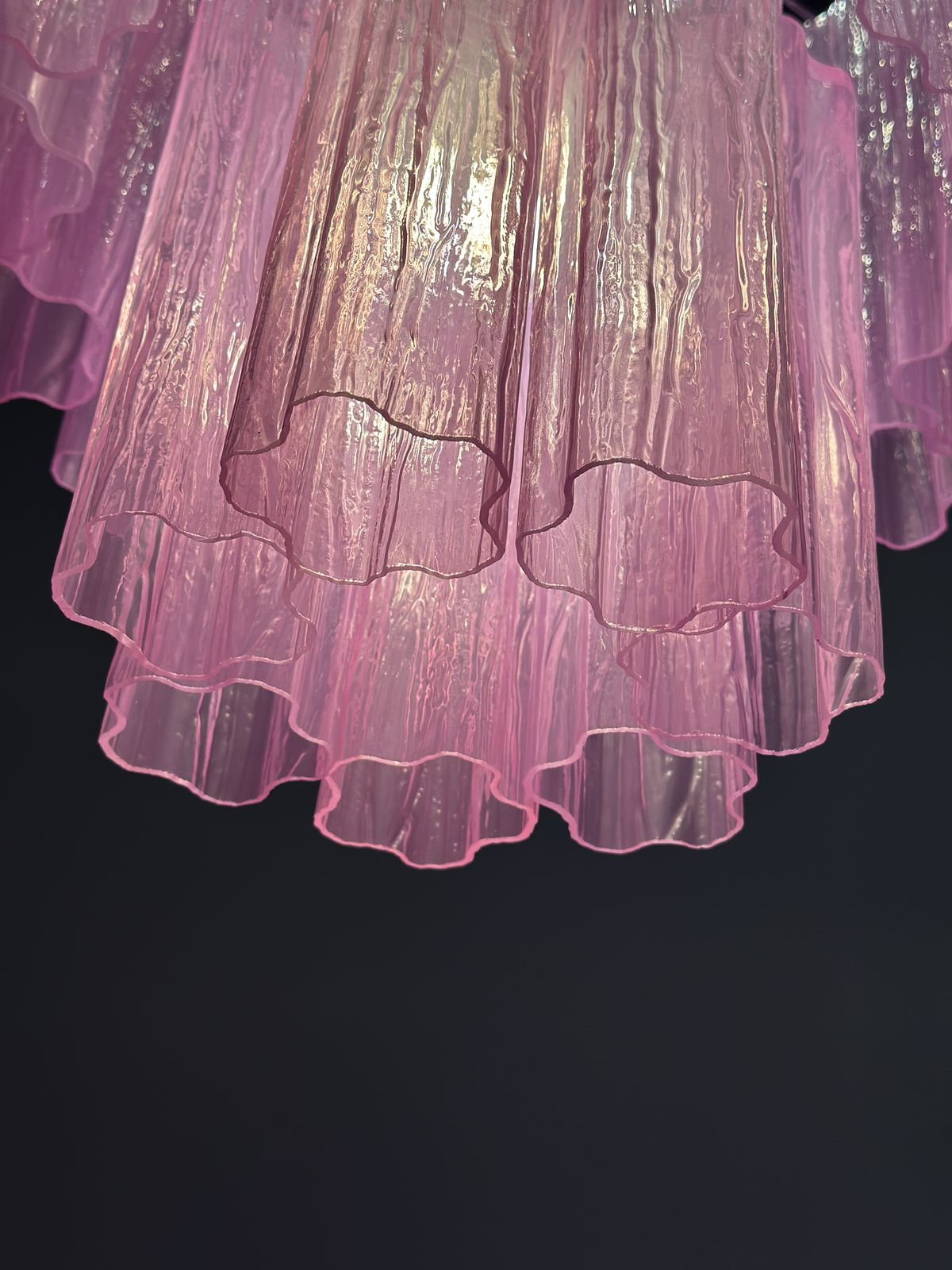 Contemporary Scenographic Fuxsia “Tronchi” Murano Glass Chandelier In Venini Style photo vintage
