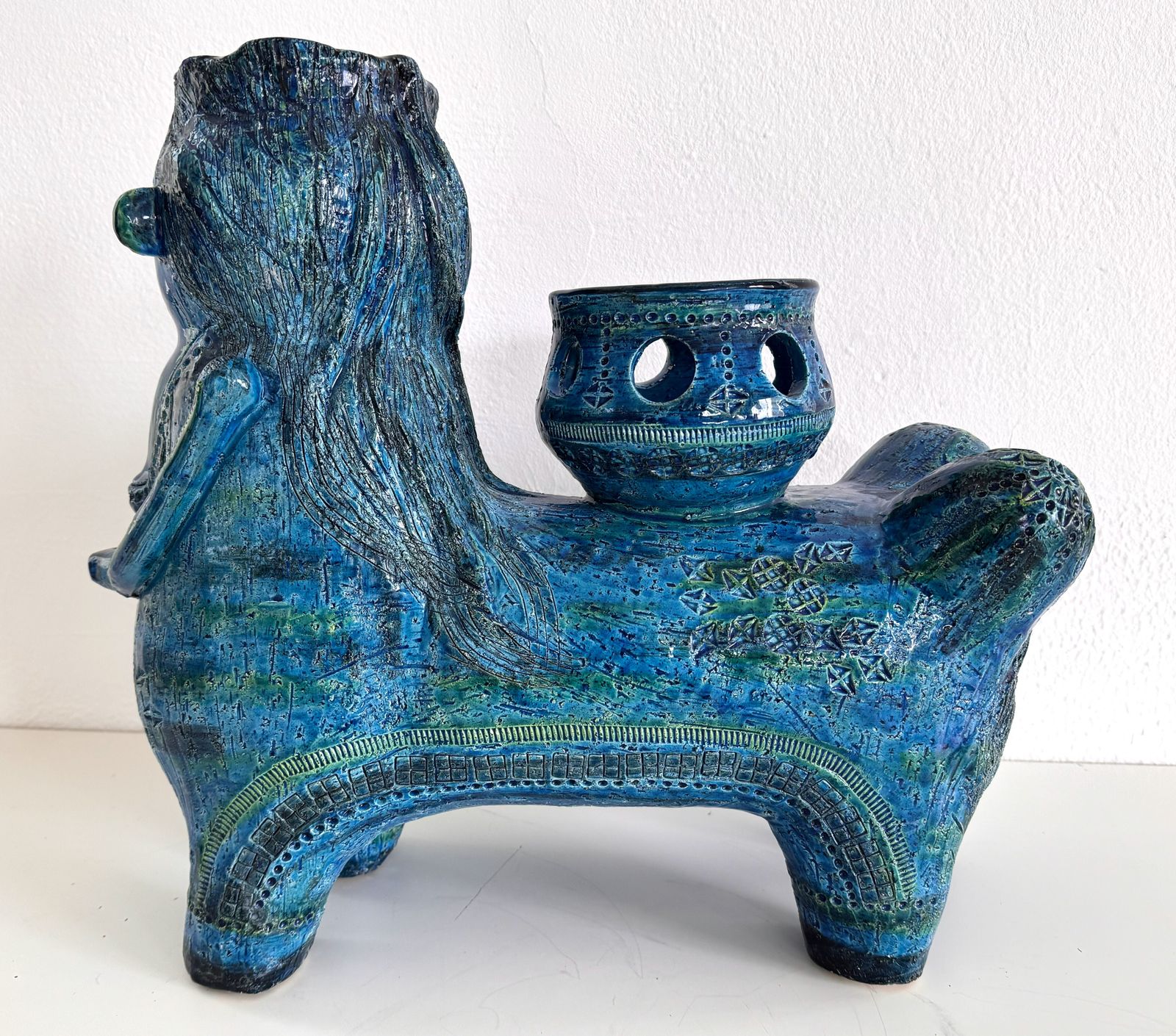 Aldo Londi For Bitossi Rimini Blu Ceramic Plant Centaur Sculpture, Italy, 1960s photo 1999.0