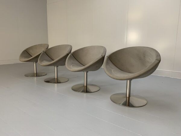 Suite Of 4 “Ej 96 Apollo” Chairs In Mid Grey Alcantara