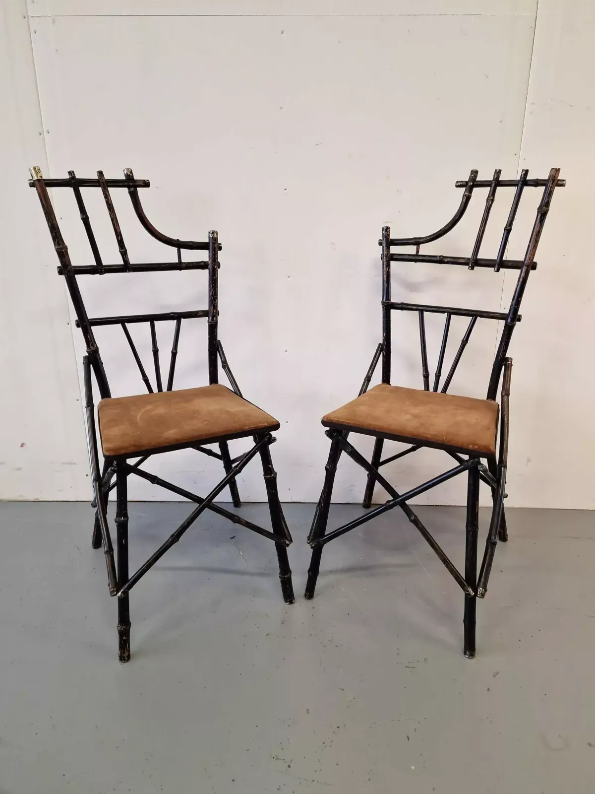 Pair Of Victorian Bamboo Travel Chairs photo Furniture