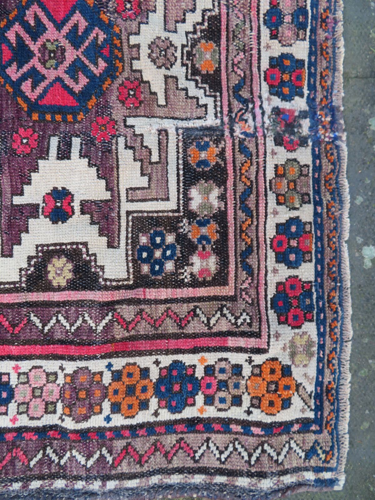 Distressed Caucasian Lesghi Rug. 140cm X 100cm. photo vinterior