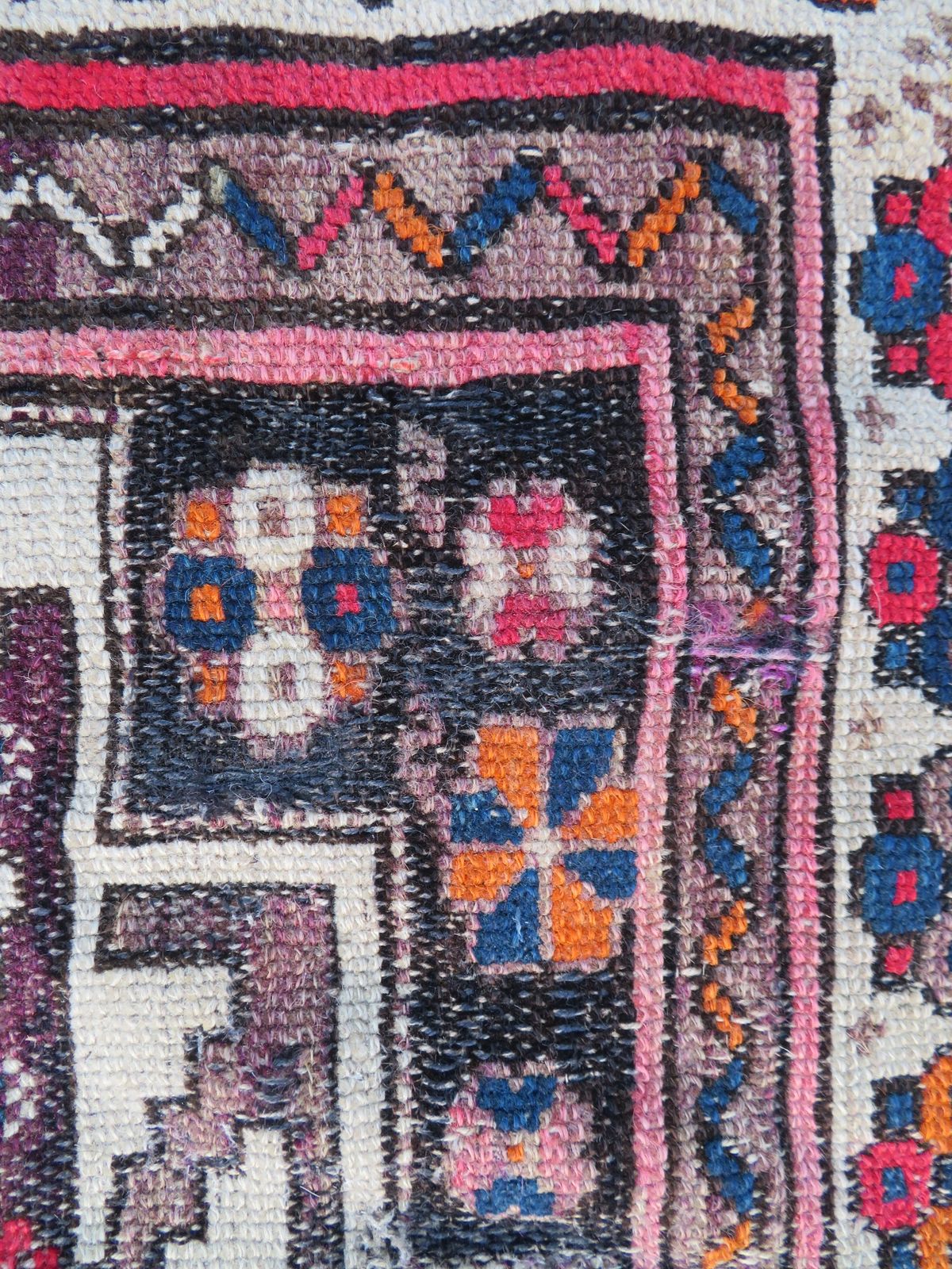 photo for sale Distressed Caucasian Lesghi Rug. 140cm X 100cm.