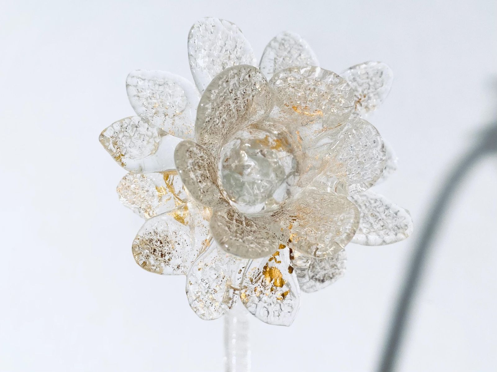 Rare Murano Daffodil Flower Glass Chandelier Leaf & Flower Replacement Parts / Gold Clear Vintage Italian Art Interior photo furniture