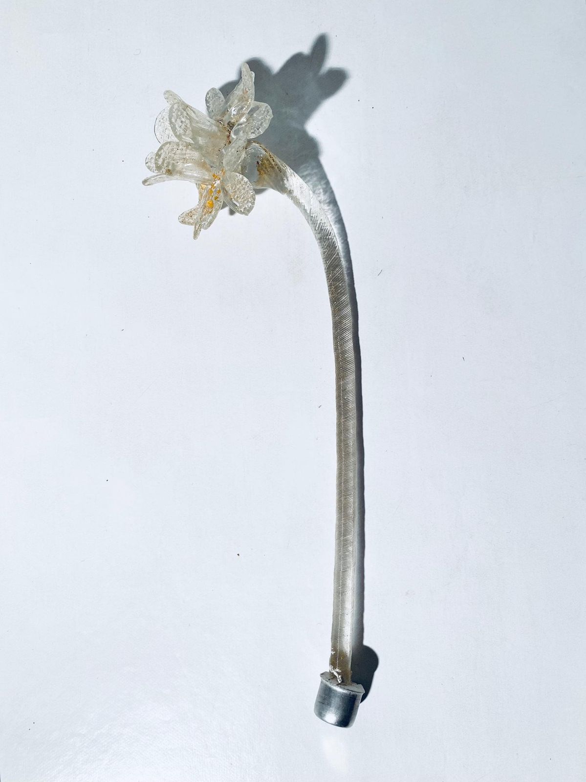 Rare Murano Daffodil Flower Glass Chandelier Leaf & Flower Replacement Parts / Gold Clear Vintage Italian Art Interior photo vinterior