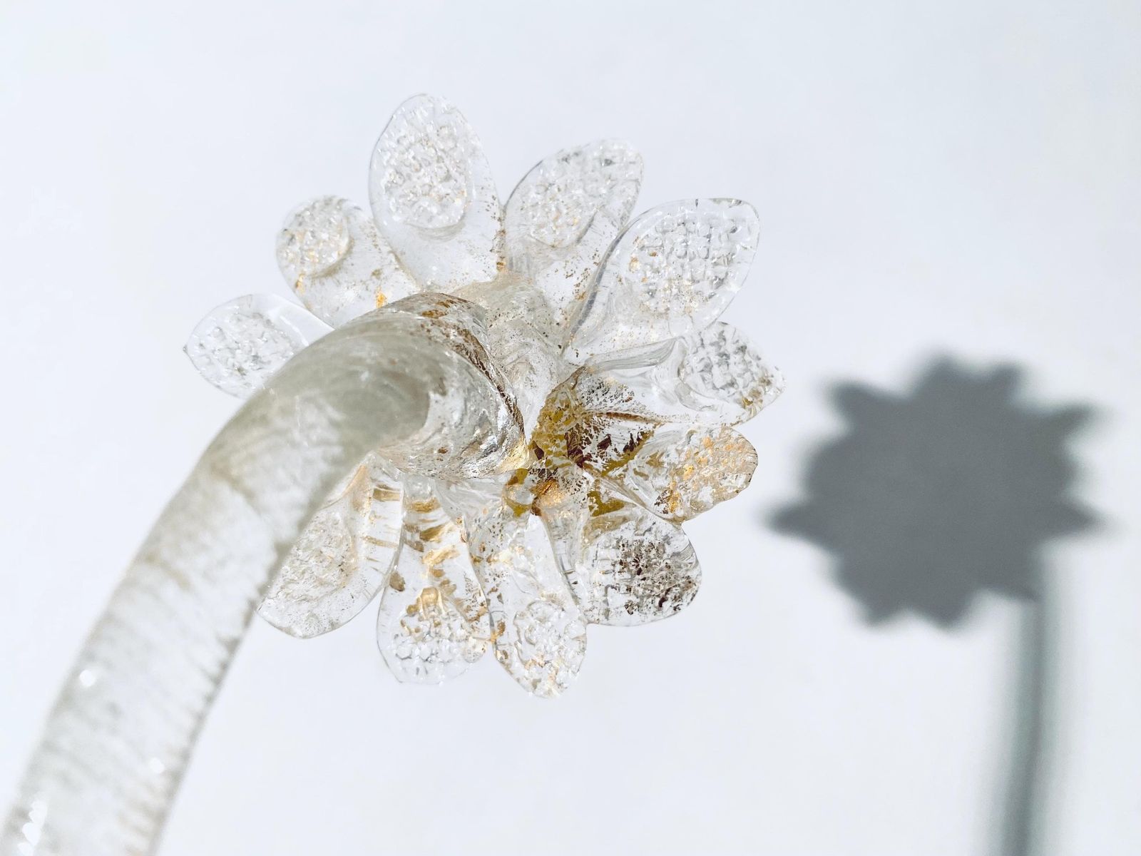 Rare Murano Daffodil Flower Glass Chandelier Leaf & Flower Replacement Parts / Gold Clear Vintage Italian Art Interior photo vintage
