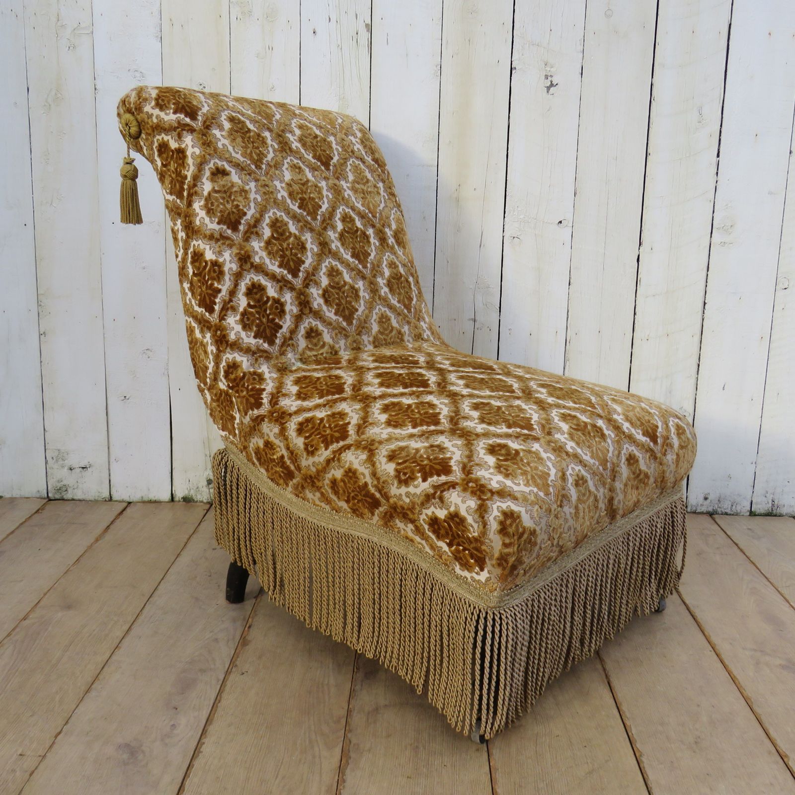 Antique French Scroll Top Napoleon III Slipper Chair photo furniture