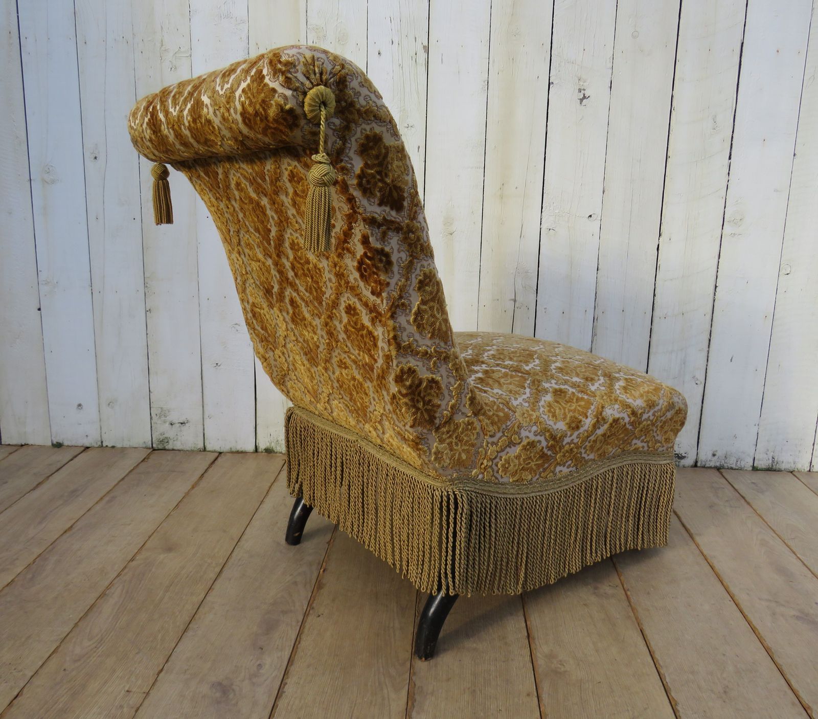 Antique French Scroll Top Napoleon III Slipper Chair photo Furniture