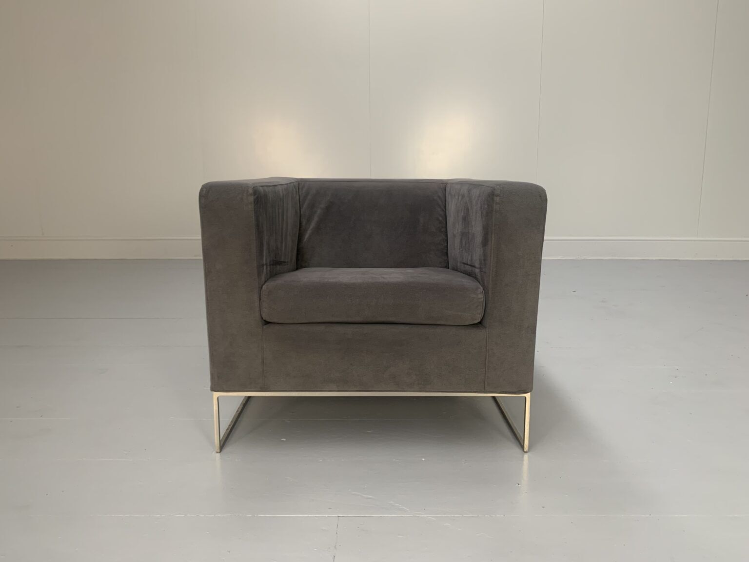 Minotti “Klee” Armchair – In Grey Alcantara photo for sale