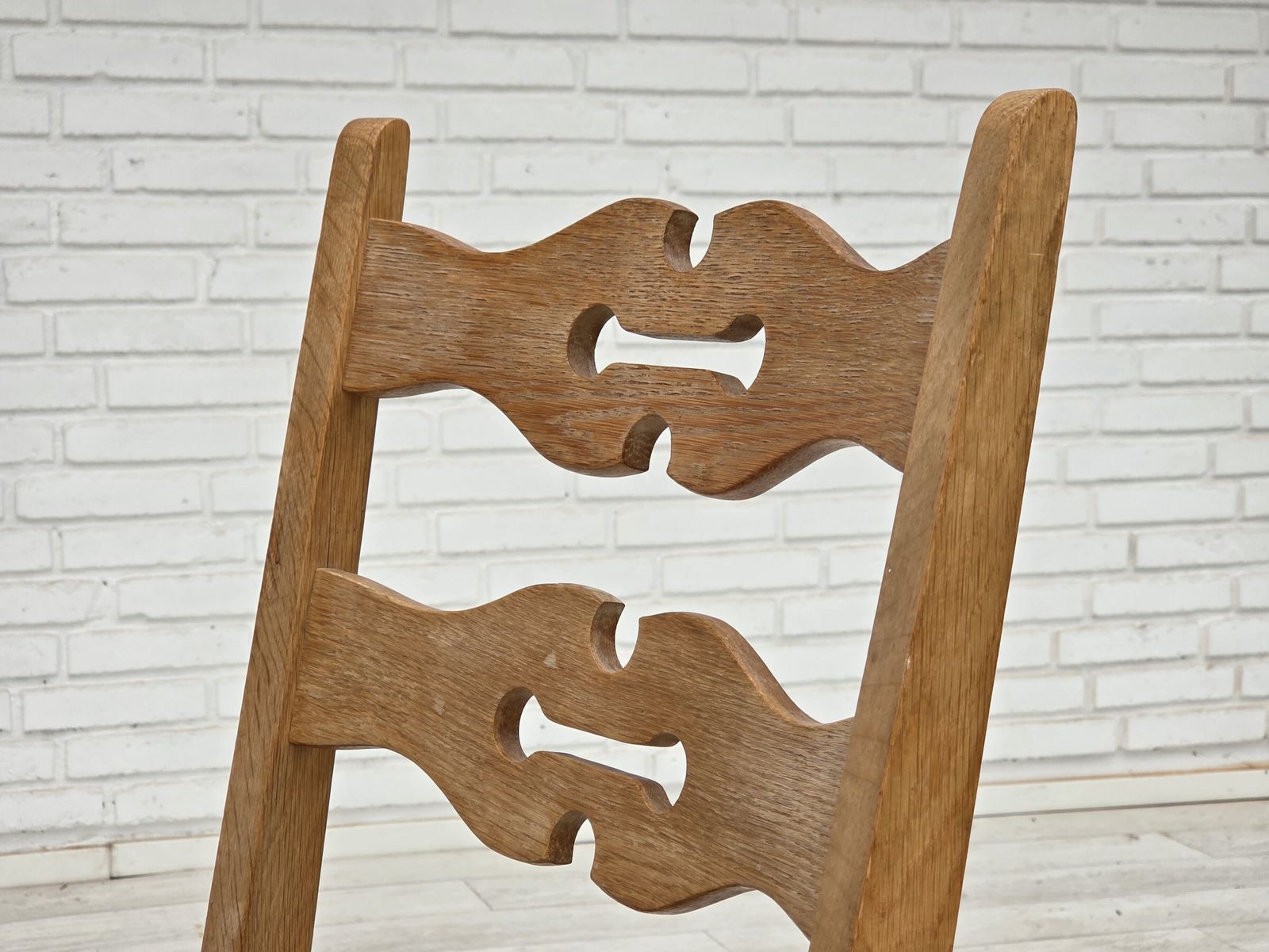 1970s, Set Of 2 Danish Dining Chairs, Furniture Wool, Solid Oak Wood. photo vintage