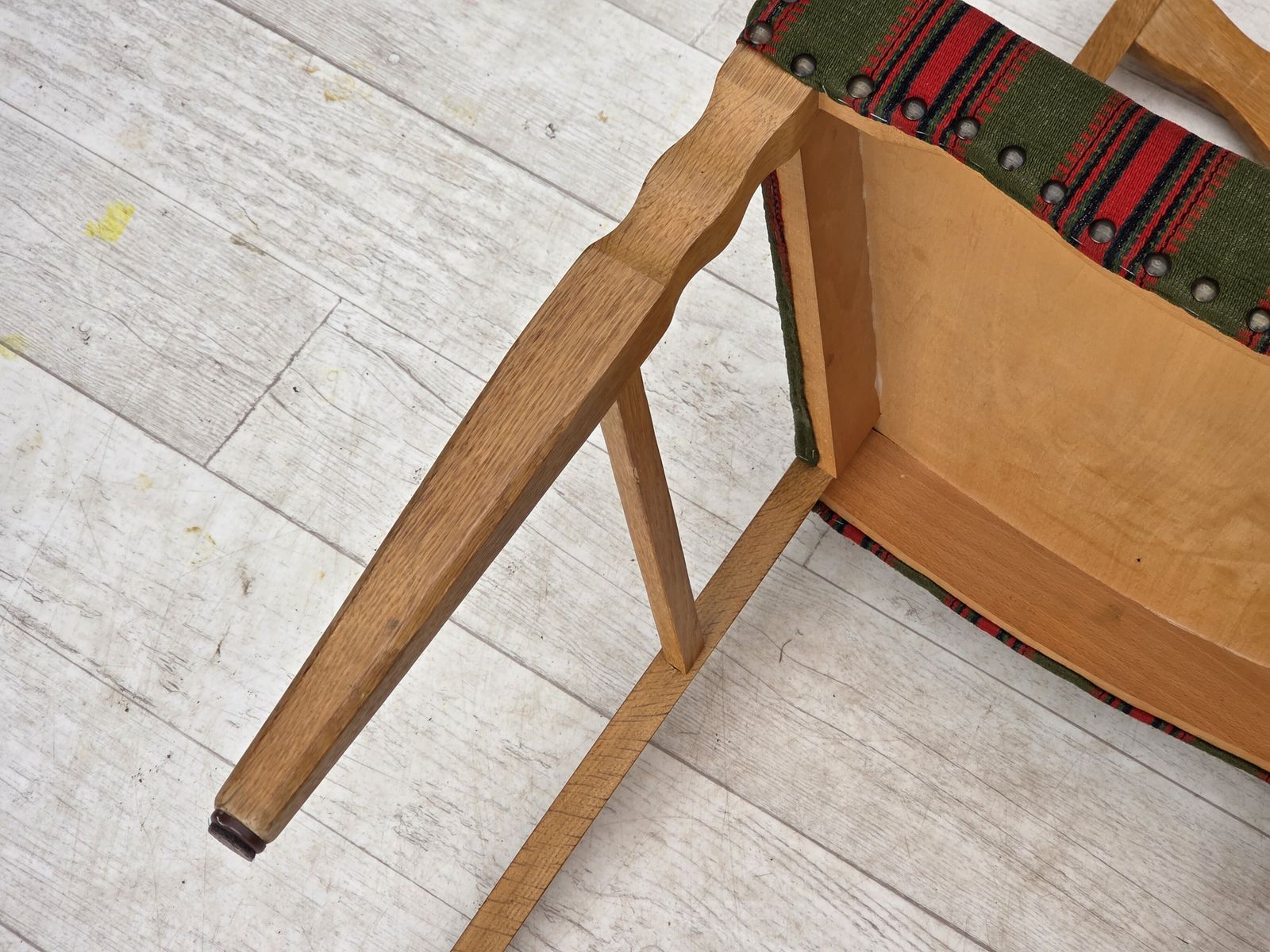 Furniture 1970s, Set Of 2 Danish Dining Chairs, Furniture Wool, Solid Oak Wood. photo
