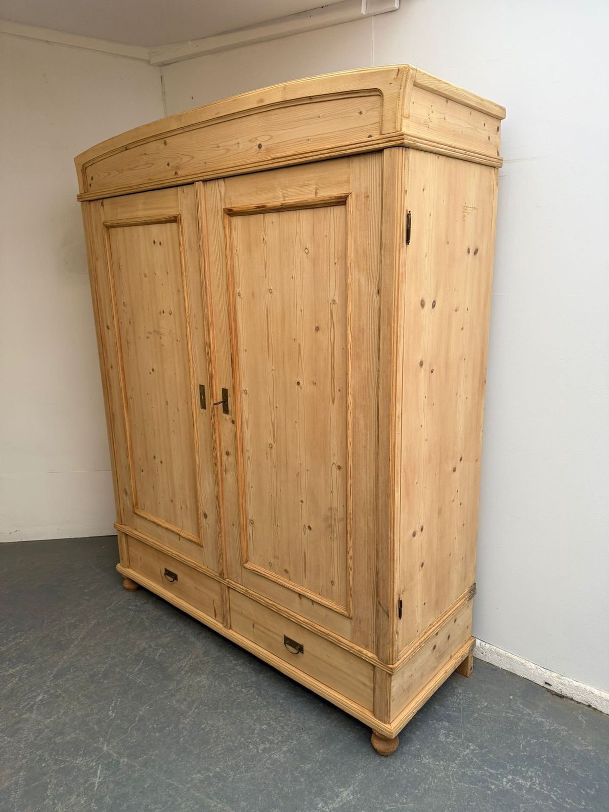 A Cute Victorian Pine Shelved Knockdown Wardrobe To Wax/Paint