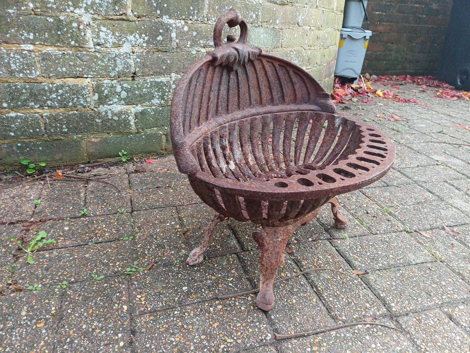 photo buy Antique Victorian Cast Iron Fire Grate Basket Heavy Salvage Fireplace Insert Rustic Garden Feature 19thc Coal Basket