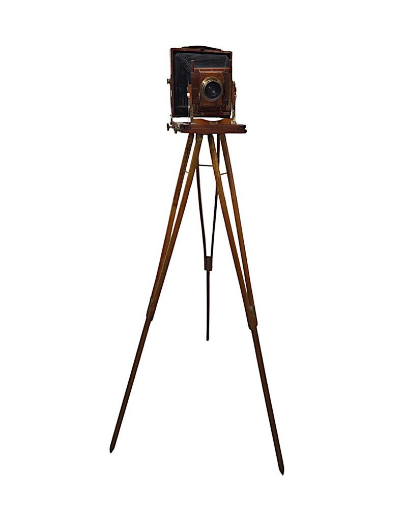 A Very Fine Circa 1900 Double Racked Focus Half Plate Camera On Oak Tripod By Benetfink And Co, Cheapside London