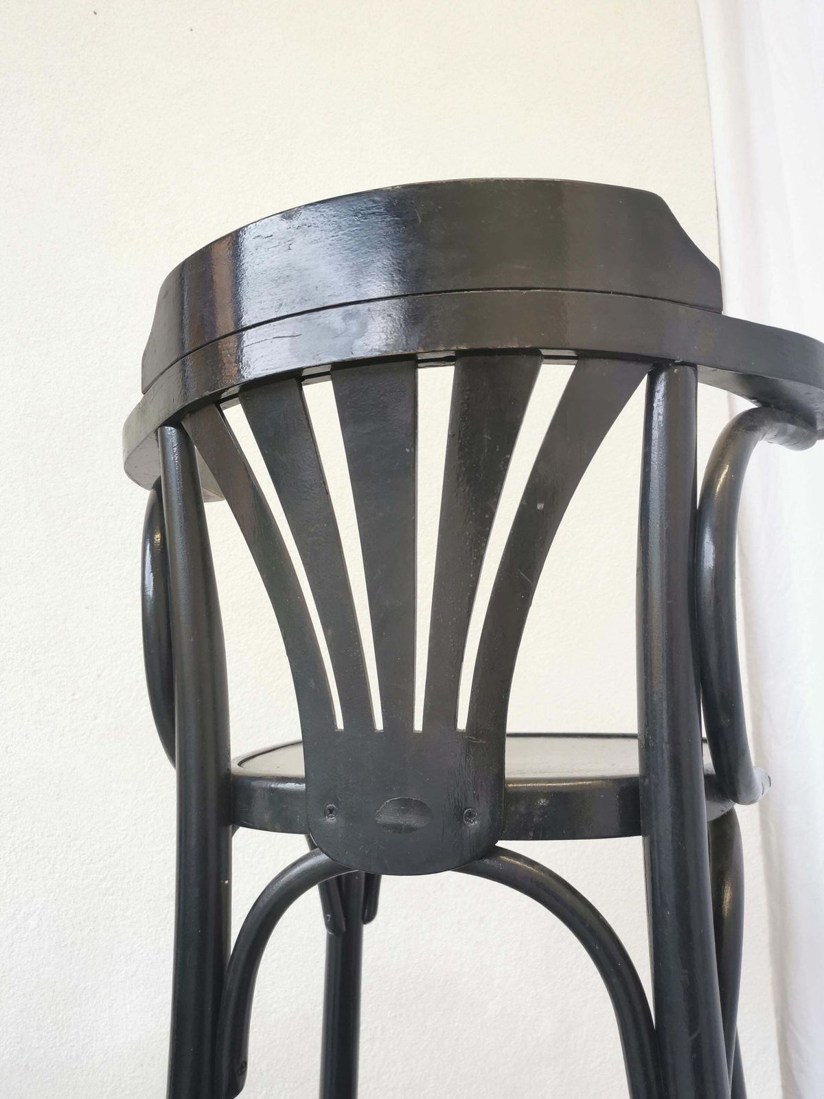 photo vintage Black Vintage Bentwood Bar Chair In Thonet Style, Mid Century 1970s