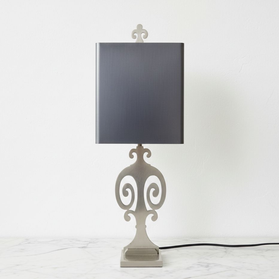 Neoclassical Table Lamp In Brushed Metal, In The Style Of Maison Charles, Circa 1970