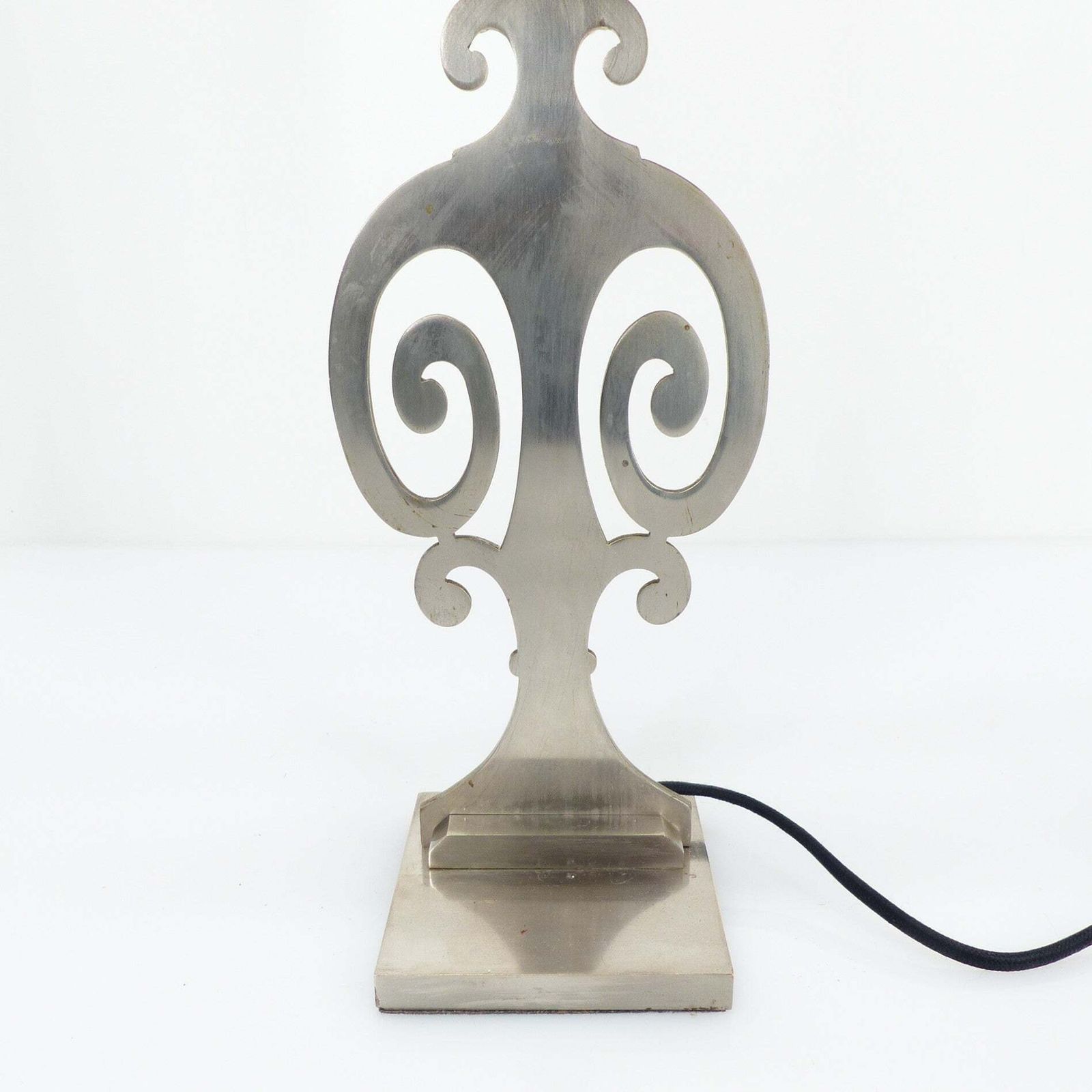 Neoclassical Table Lamp In Brushed Metal, In The Style Of Maison Charles, Circa 1970 photo 225.0