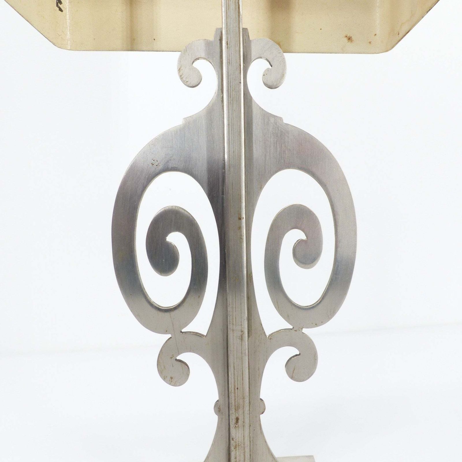 Neoclassical Table Lamp In Brushed Metal, In The Style Of Maison Charles, Circa 1970 photo vinterior