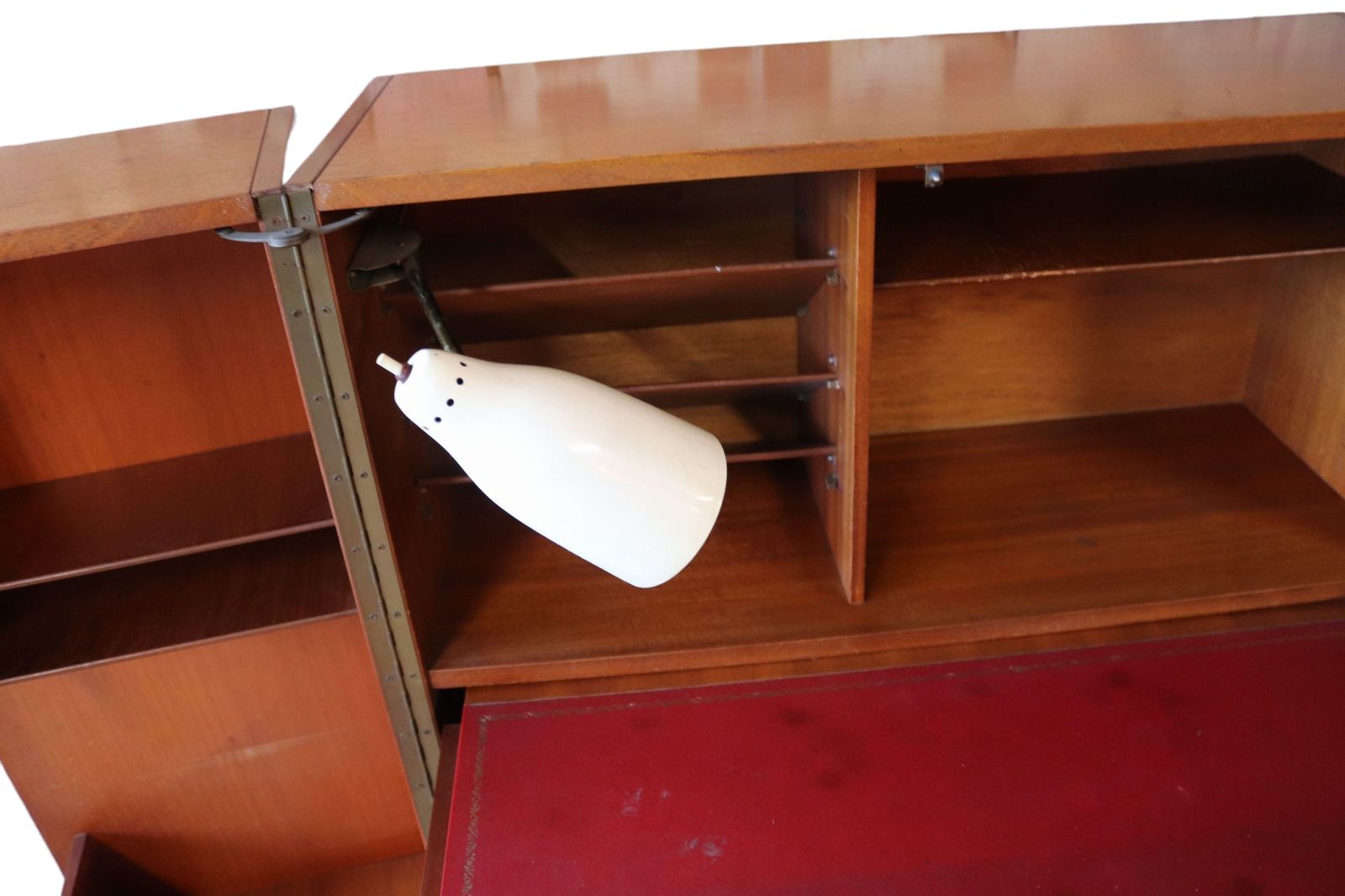 photo furniture Mid Century Teak Newcraft Home Office Magic Box Style Foldaway Desk Cabinet