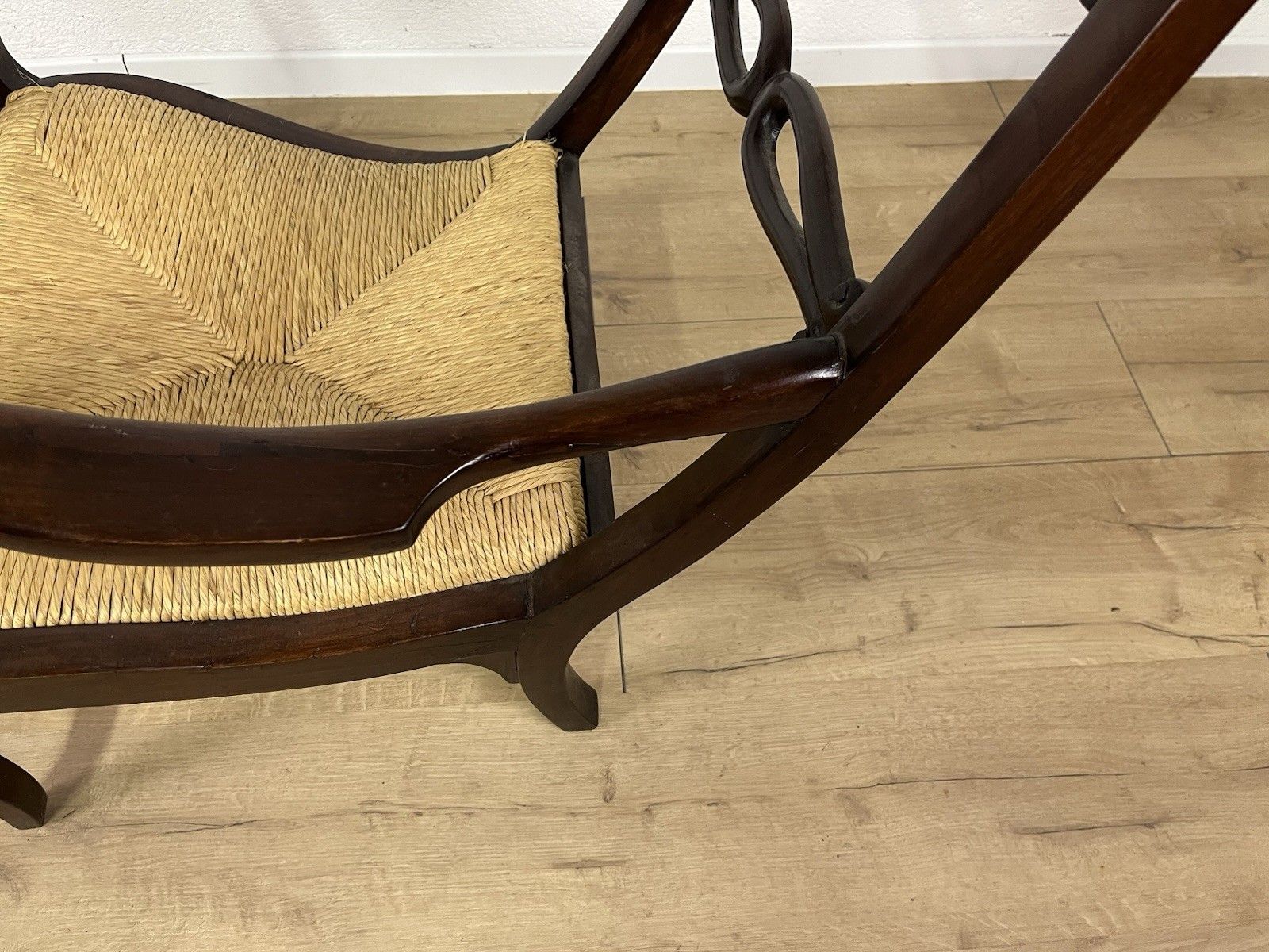 Pair Of 40’s Vintage Design Swan Straw Wood Armchairs photo buy