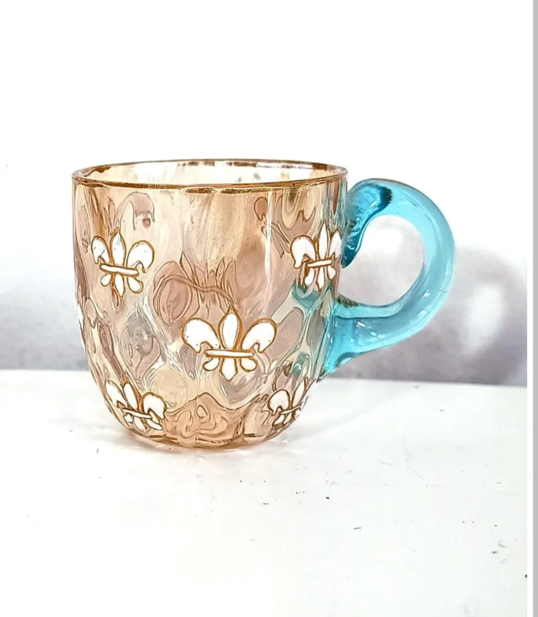 Miniature Liqueur Glass: Pantin France, Fleur De Lis Paste Enamel, Art Nouveau photo furniture
