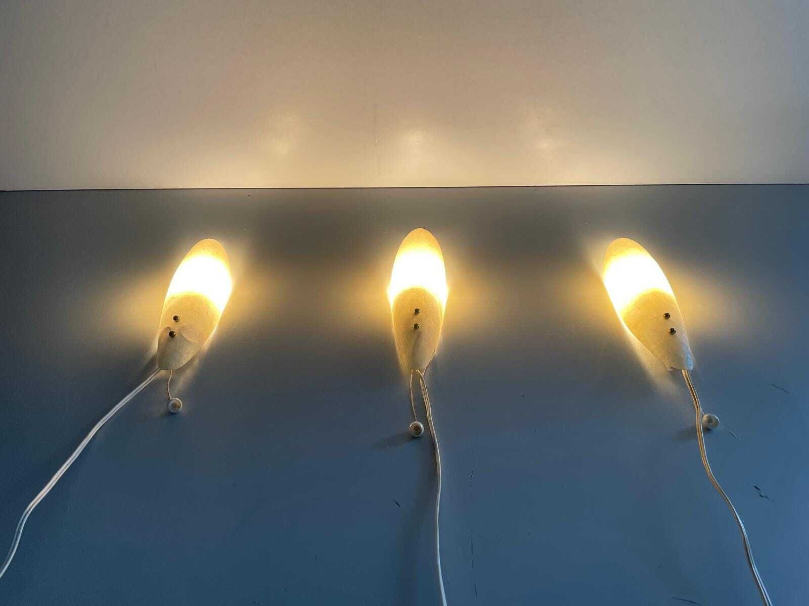 Elegant Leaf Design Fiberglass Set Of 3 Sconces, 1960s, Germany photo 1962.0