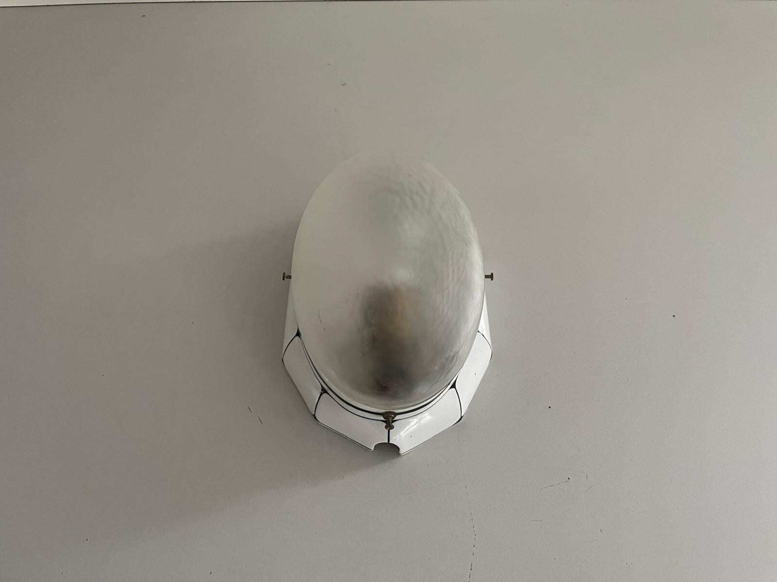 Oval Frosted Glass And Black White Porcelain Single Wall Or Ceiling Light By Ges. Gesch, 1930s, Germany